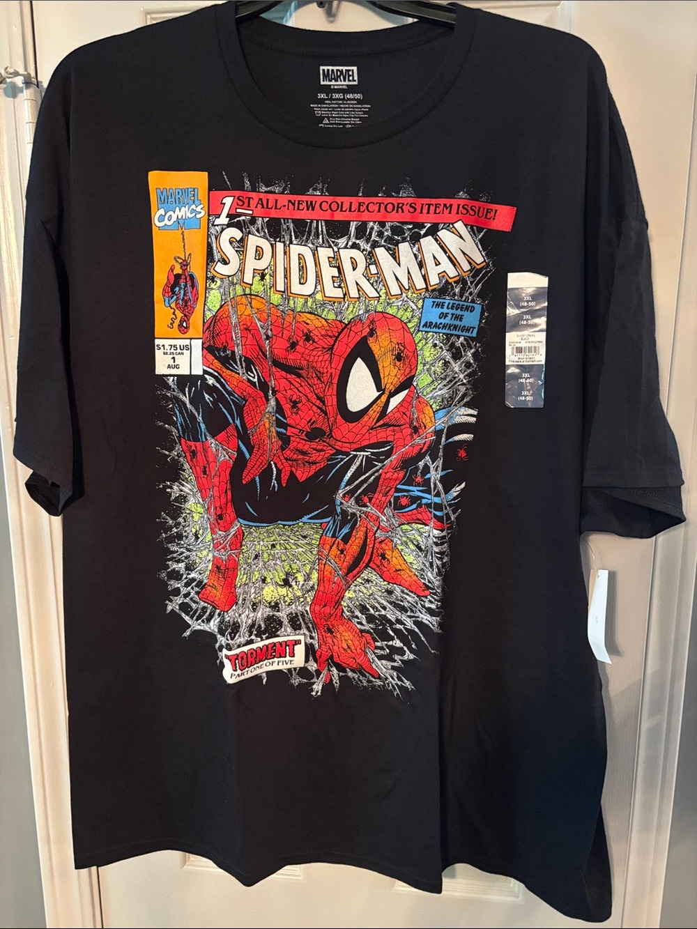 Marvel Spider-Man Comic Book Art for Torment Part 1 of 5 Black Tee NWT